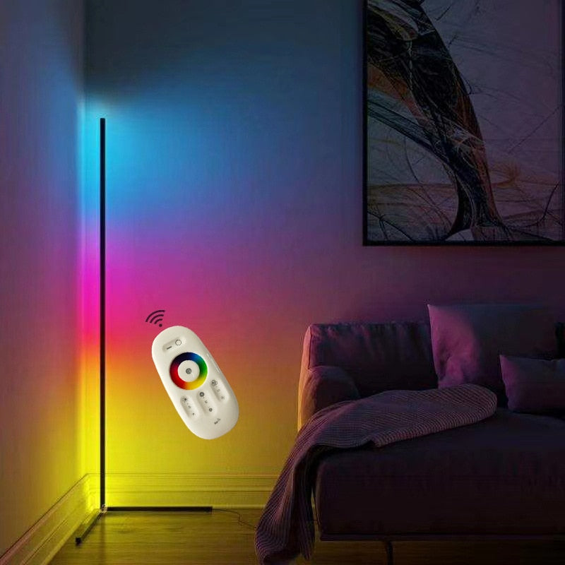 RGB LED Floor Lamp Modern Dimmer Warm white Light Remote Control Standing Reading Lamp for Office Study Living room Loft Bedroom